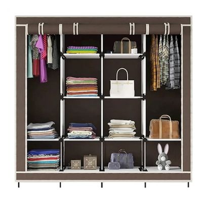 Складной тканевый шкаф Storage Wardrobe на 4 секции Коричневый arman-wardrobe 88170 фото