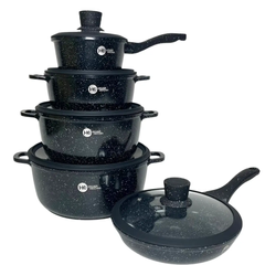 Набор посуды с гранитным антипригарным покрытием 12 предметов Higher Kitchen HK-316 в черном цвете HG-HK-316 фото