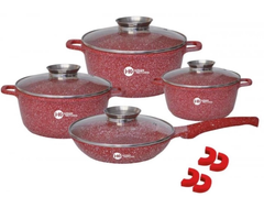 Набор кастрюль и сковорода Higher Kitchen HK-310 Красный Набор посуды с гранитным антипригарным покрытием HG-HK-310RED фото
