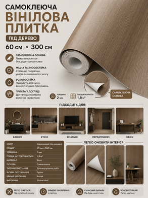 Самоклеящаяся виниловая плитка в рулоне 600х3000х2мм Мат SW-00002051 DROPoffice-SW-00002051 фото