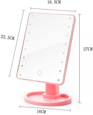 Зеркало с LED подсветкой прямоугольное 22 LED диода Настольное зеркало для макияжа mel-11111 фото