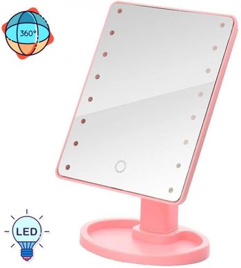 Зеркало с LED подсветкой прямоугольное 22 LED диода Настольное зеркало для макияжа mel-11111 фото