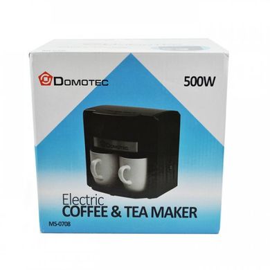 Кофеварка Domotec Ms-0708 Чёрная 500 Вт Капельная Кофеварка С 2 Чашками 200000135 фото