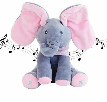 Развивающий, музыкальный слоник Peekaboo Elephant (с розовыми ушками) grant-6 фото