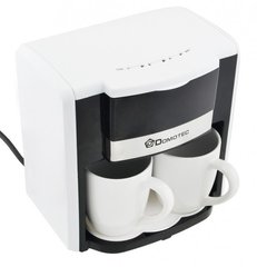 Кофеварка DOMOTEC MS-0706 500Вт, 2 кер. чашки по 150мл (Белая), Белый