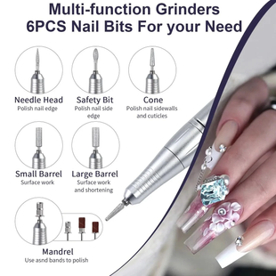Фрезер для маникюра и педикюра Nail Polisher Machine / Портативный аккумуляторный фрезер 6в1 45000 об/мин OptDropPof-G6903 фото
