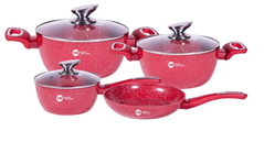 Набор посуды с гранитным покрытием на 7 предметов Higer Kitchen НК-314 Красный HG-НК-314 RED фото