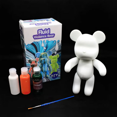 Флюидный медвежонок DIY Creative Fluid Bear, 23см, с красками 3 шт. / Набор раскраски для творчества медвежонок. YAAk-2357218r4 фото