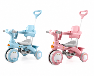 Трехколесный велосипед Baby Carriage 588 розовый или синий с родительской ручкой и корзинкой JumpexPof-4933 фото
