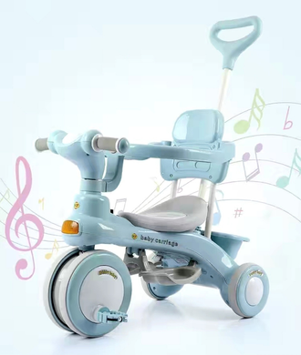 Трехколесный велосипед Baby Carriage 588 розовый или синий с родительской ручкой и корзинкой JumpexPof-4933 фото