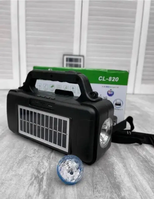Фонарь переносной CL-820 Solar, Bluetooth колонка, встроенный аккумулятор, USB выход, USB лампочка power-8 фото