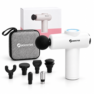 Массажный аккумуляторный пистолет Booster Mini V2 / Массажер ударный Fascial Gun Maxtop 25 Вт 7 насадок OptDropPof-Jam7192 фото