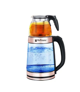 Электрочайник Hoffmans стекло с заварником 2,2L+0,5L 1800W HM-7827 MagnitoptPof-11269 фото