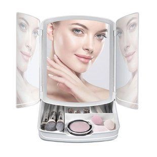 Зеркало для тройного макияжа My Foldaway Mirror MA-17 с LED подсветкой и нишей для хранения косметики регулируемое MELADI-18664545 фото