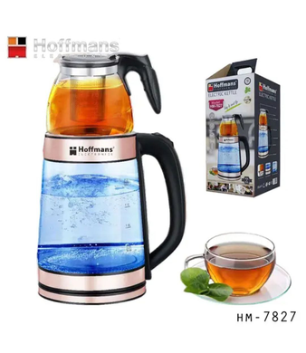 Электрочайник Hoffmans стекло с заварником 2,2L+0,5L 1800W HM-7827 MagnitoptPof-11269 фото
