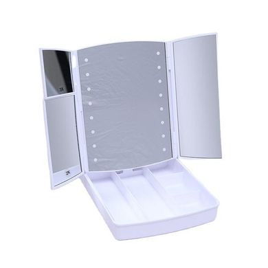 Дзеркало для потрійного макіяжу My Foldaway Mirror MA-17 з LED підсвічуванням і нішою для зберігання косметики регульоване mel-18664545 фото