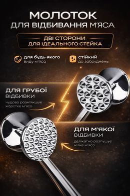 Двухсторонний молоток для мяса UNIQUE UN-1768 / Кухонный отбивной молоток 24см OptDropPof-20112254 фото