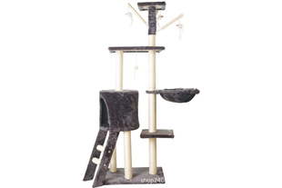 Игровой комплекс для котов с когтеточкой и домиком (MT05-1) (135/49см) (dark grey) MeladPof-17483 фото