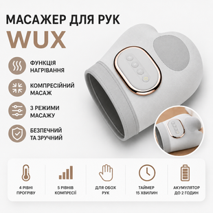 Ручной массажер WUX с функцией нагревания и компрессии / Массажер для рук Smart Hand Massager 3 режима массажа, 4 температуры, 5 настроек компрессии OptDropPof-SK-TS5569 фото