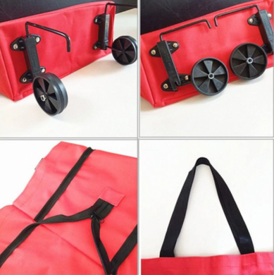 Універсальна складна портативна сумка-візок для покупок на коліщатках, червона mel-19665556 фото