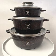 Набір каструль казанів із гранітним антипригарним покриттям Top Kitchen TK-00021 чорний Kitch-3 фото