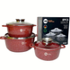 Набор кастрюль с гранитным антипригарным покрытием Higher Kitchen HK-301 набор посуды 6 предметов Красный ZPshka-HG-HK-301RED фото 1