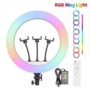 Кольцевая LED лампа RGB Ring Fill Light 45 см сенсорное управление + пульт и 3 держателя для телефона Vener-149-45CM фото