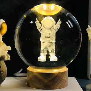 Декоративный 3D ночник хрустальный шар "Астронавт" с led подсветкой GrantoptPof-9318 фото