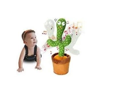 Интерактивный плюшевый танцующий кактус повторюшка Funny Toys Dancing Light Cactus DC5 с разноцветной подсветкой, поющий песни, аккумуляторный USB jump-123456 фото