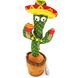 Інтерактивний плюшевий танцюючий кактус повторюшка Funny Toys Dancing Light Cactus DC5 з різнобарвним підсвічуванням, співаючий пісні, акумуляторний USB jump-123456 фото 1