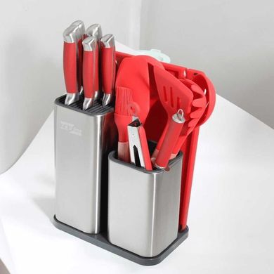 Набір ножів та кухонне начиння 17 предметів Zepline ZP-047 Червоний HG-ZP-047 RED фото