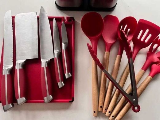 Набор ножей и кухонная утварь 17 предметов Zepline ZP-047 Красный HG-ZP-047 RED фото