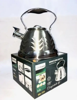 Чайник із нержавіючої сталі зі свистком Rainberg RB-723 3л RB-723 фото