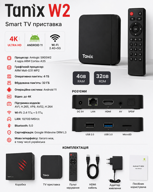 Смарт приставка Tanix Андроид 11 4/32 Гб / Смарт ТВ / Андроид ТВ OptDropPof-2052061 фото