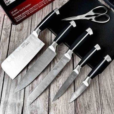 Набор ножей и кухонная утварь 17 предметов Zepline ZP-047 Черный HG-ZP-047 BLACK фото