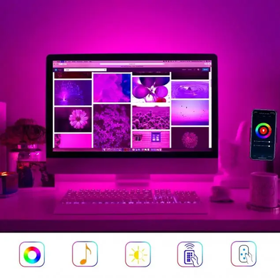 Світлодіодна Стрічка 5M 5050SMD WiFi Smart З Пультом Управління KontPoof-5050 Lenta фото