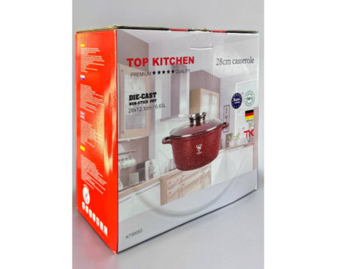 Кастрюля Top Kitchen ТК00053 с крышкой мраморное покрытие 28 см 6.7л KitchenTOP-TК00053 r фото
