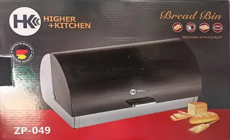 Хлебница из нержавеющей стали Higher Kitchen ZP-049 с откидной крышкой черная HG-ZP-049 фото