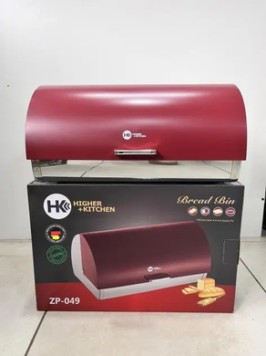 Хлебница из нержавеющей стали Higher Kitchen ZP-049 с откидной крышкой красная HG-ZP-049 RED фото