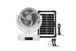 Вентилятор портативный Megatop (MT-801LS) (8", солн. пан., 1 LED лампа, 3 скорости, 8Вт, USB, 3.7V/2400 мАч) MeladPof-17196 фото