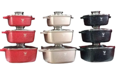 Набор кастрюль Top Kitchen (красный, черный, пудра) (3 кастрюли)  KitchenTOP-TК00025 фото