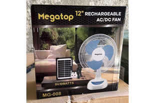 Вентилятор портативный Megatop (MG008) (12", солн. пан., 2 LED лампы, 2 скорости, автовращение, 6Вт, USB, 9V/4500 мАч) MeladPof-17197 фото