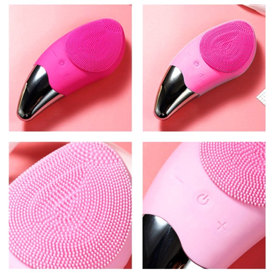 Электрическая силиконовая щетка-массажер для лица Sonic Facial Brush розовая Vener-TV-702 фото