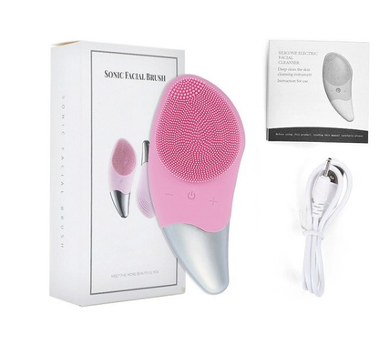 Электрическая силиконовая щетка-массажер для лица Sonic Facial Brush розовая Vener-TV-702 фото