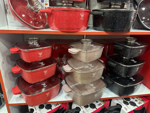 Набор кастрюль Top Kitchen (красный, черный, пудра) (3 кастрюли) KitchenTOP-TК00025 фото