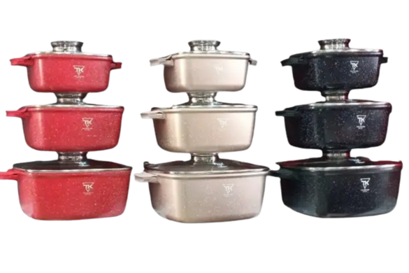 Набор кастрюль Top Kitchen (красный, черный, пудра) (3 кастрюли) KitchenTOP-TК00025 фото