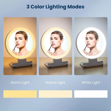 Зеркало для макияжа с LED подсветкой увеличение 10x сенсорное белое косметическое KAR205 KaramanPof-KAR205 фото