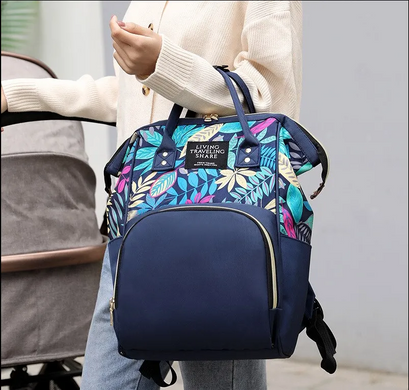 Сумка для мам синій тропік, вулична сумка для мам та малюків, модна багатофункціональна TRAVELING SHAR Yakaa-2377714520/3 фото