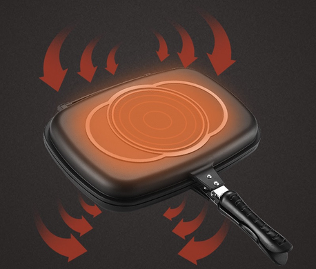 Double grill PAN Гриль сковорідка 32 см GrantoptPof-7119 фото