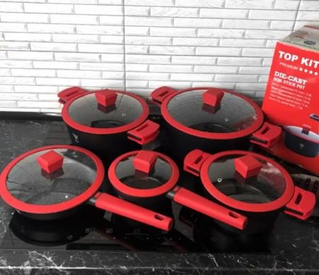 Набір посуду кований TOP KITCHEN TK00019 чорний з мармуровим покриттям на 16 предметів Kitch-4 фото